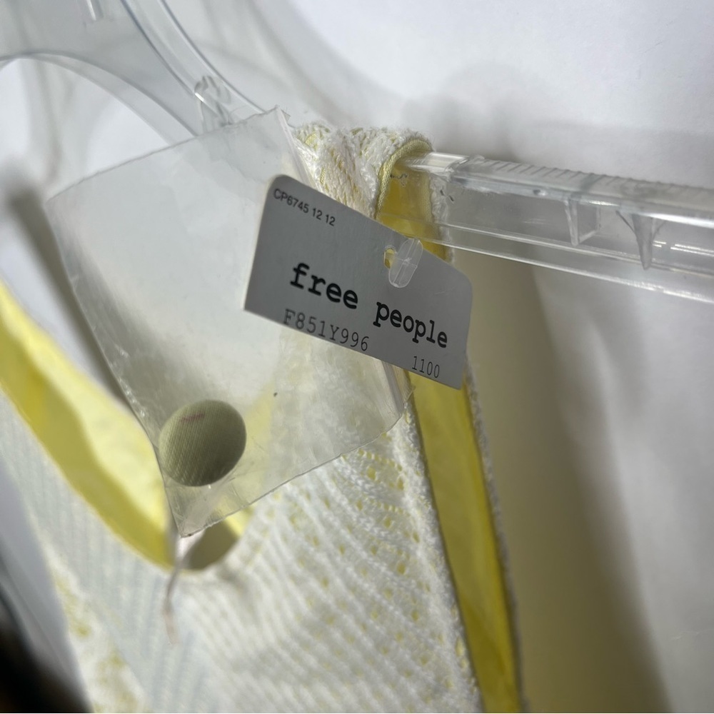 NWT Free People Size Small White Dress Yellow Lining Rocco Lace Dress - Picture 4 of 6